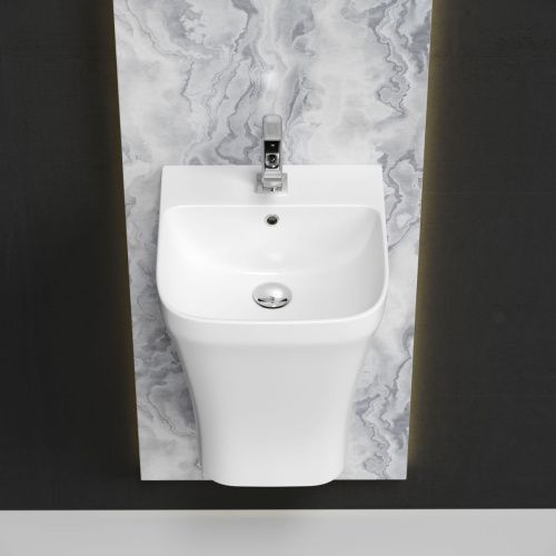 Раковина из сантехнического фарфора Ceramica Nova DION CN6067 40х40 подвесная цвет белый 1 отверстие под смеситель - фото 5