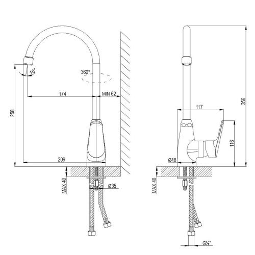 Смеситель для кухни LeMark Partner LM6555C на мойку хром - фото 2