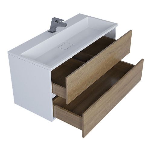 Раковина из искусственного камня Uperwood Barsa 293020531 100х50 полувстраиваемая цвет белый - фото 4