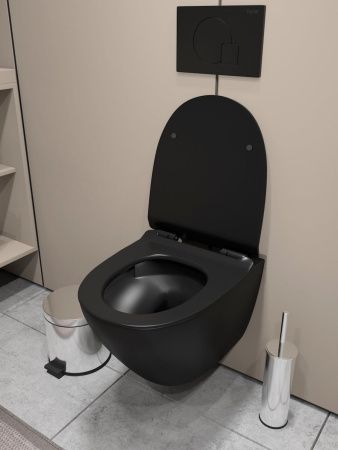 Унитаз подвесной Teymi Lina T40114 черный с сиденьем микролифт безободковый смыв торнадо