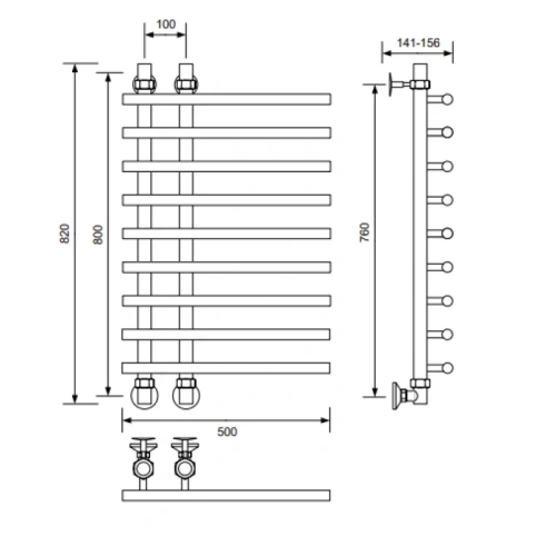 Полотенцесушитель водяной Veconi Tufo T801050GR 50х80 серый - фото 3