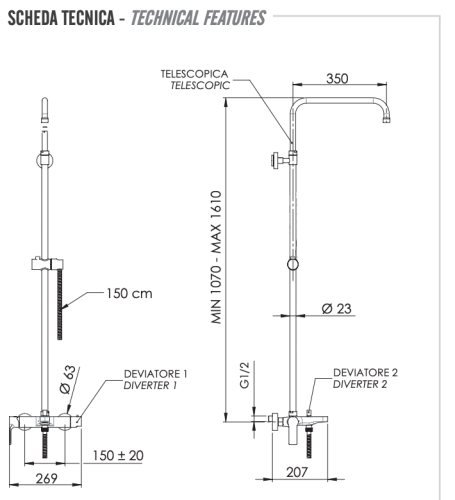 Душевая стойка Remer Energy EY34ASSDNO настенная цвет черный - фото 2