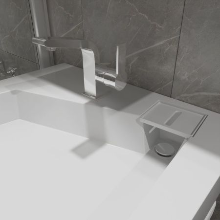 Раковина из искусственного камня Altasan QUADRO UPP60QUADROs 60х60 над стиральной машиной цвет белый 1 отверстие под смеситель