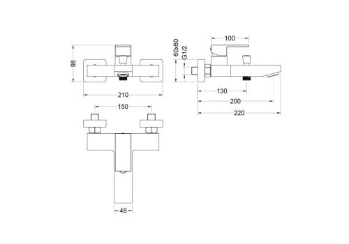 Смеситель для ванны Aquatek ЛИБРА AQ1640MB настенный черный - фото 3