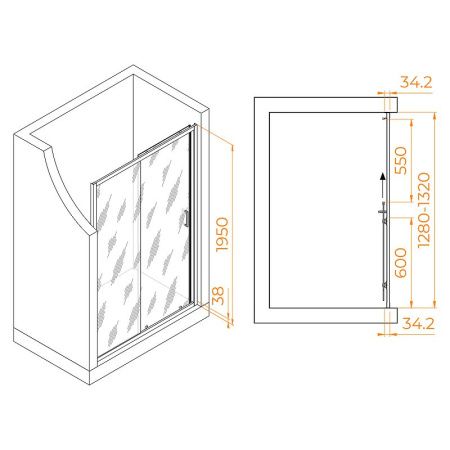 Душевая дверь RGW Passage 41081413-110 130х195 стекло прозрачное профиль сатин