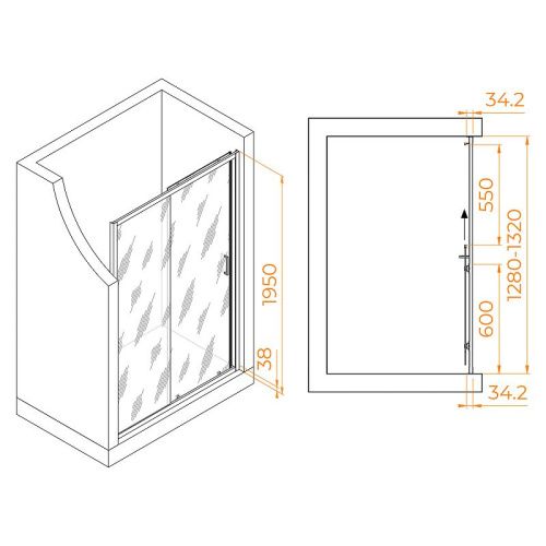 Душевая дверь RGW Passage 41081413-110 130х195 стекло прозрачное профиль сатин - фото 3