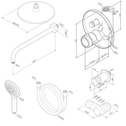 Душевая система Am.Pm X-Joy FT85A1RH10 встраиваемая в стену цвет хром с термостатом - фото 4