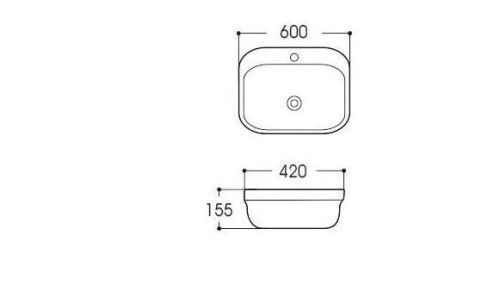 Раковина из сантехнического фарфора Aquatek АМАДЕО AQ6042-00 60х40 накладная цвет белый 1 отверстие под смеситель - фото 3