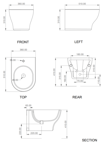 Биде подвесное GSG Ceramic Design Speed SPBISO000 цвет белый - фото 2