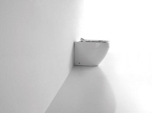 Унитаз приставной CeramaLux 3176 белый с сиденьем микролифт безободковый каскадный смыв - фото 3