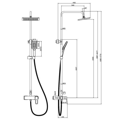 Душевая стойка Rossinka RS46 RS46-45 настенная цвет хром - фото 2