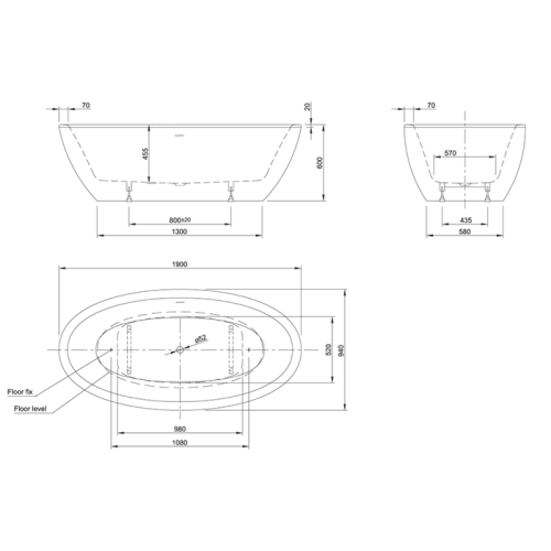 Ванна акриловая Knief Loom 0100-288-06 190х95 отдельностоящая овальная - фото 2