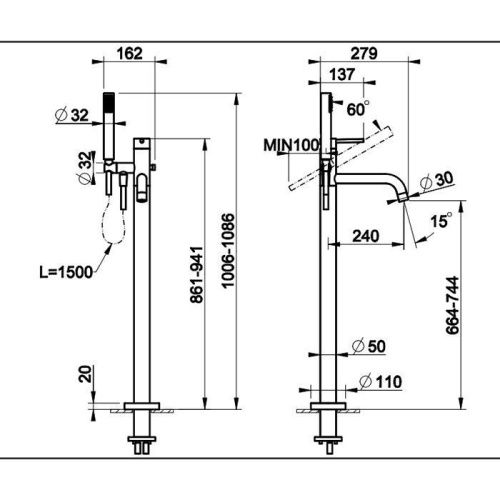 Смеситель Gessi Emporio Via tortona 24943#149 напольный никель - фото 2
