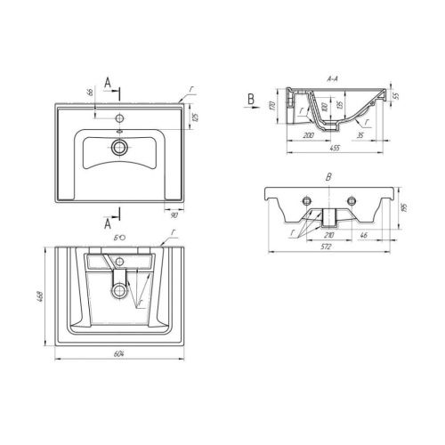 Раковина керамическая Art&Max TECHNO 641587 60х50 подвесная цвет белый - фото 4