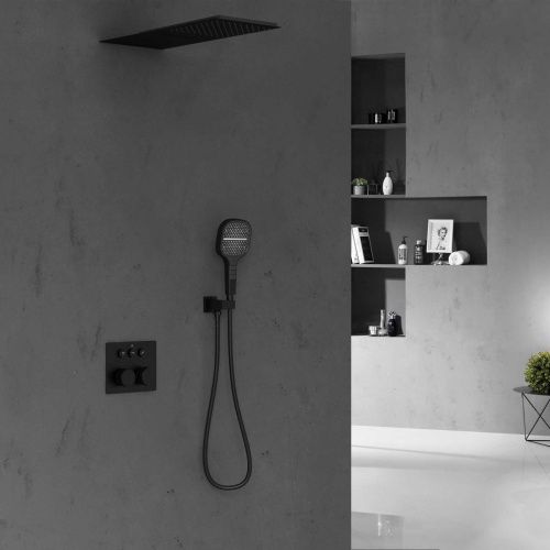 Душевая система Vincea VSFW-401TMB встраиваемая в стену цвет черный с термостатом