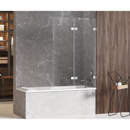 Душевая шторка на ванну New Trendy AVEXA EXK-1963 140х150 стекло прозрачное профиль хром ориентация правая - фото 2