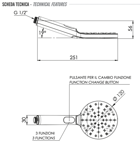 Душевая лейка Remer 318MPX цвет хром - фото 2