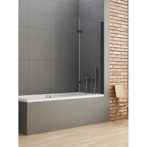 Душевая шторка на ванну New Trendy NEW SOLEO Black P-0044 120х140 стекло прозрачное профиль черный ориентация правая - фото 2