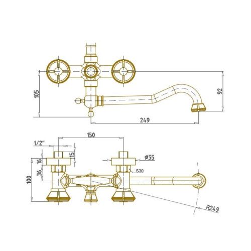 Душевая стойка Bronze de Luxe 10121DDF настенная цвет бронза - фото 3