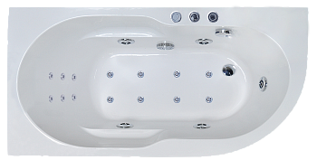 Ванна акриловая гидромассажная Royal Bath AZUR RB614200DL-L 140х80 пристенная асимметричная с каркасом