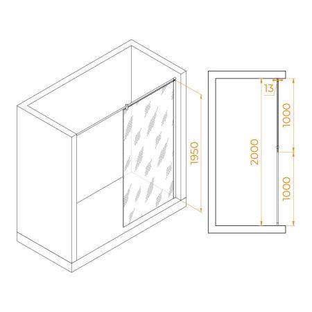 Душевая перегородка RGW Walk In 351003410-21 100х195 стекло матовое профиль хром