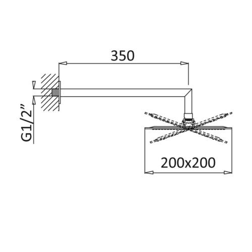 Верхний душ Cezares PORTA PORTA-TDDQ-NOP 20х45 черный - фото 2