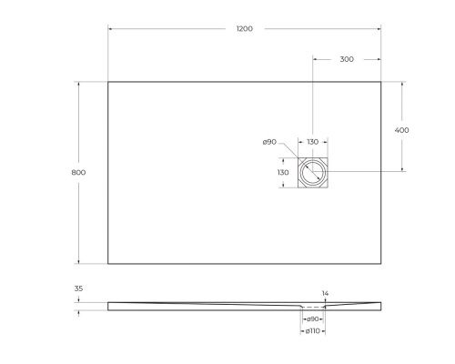 Душевой поддон BelBagno UNO TRAY-MR-UNO-AH-120/80-35-W-CR 120х80 искусственный мрамор белый - фото 3