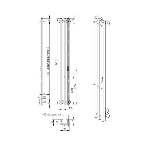 Полотенцесушитель электрический Indigo Style PRO LSPRE120-13Rt 15х120 хром - фото 3