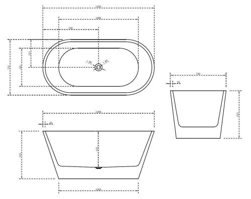 Ванна акриловая Abber AB9203-1.4 140х70 отдельностоящая овальная с каркасом - фото 4