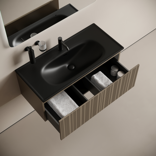 Тумба под раковину Sancos CODE CD100GB 100х50 подвесная цвет бежевый/серый - фото 5