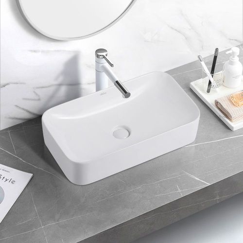 Раковина керамическая Abber RECHTECK AC2204 60х40 накладная цвет белый без отверстий под смеситель - фото 4