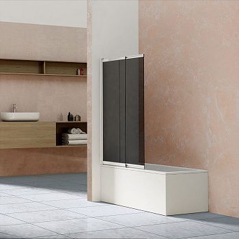 Душевая шторка на ванну Vincea VSB-1E VSB-1E100CG 100х145 стекло тонированное профиль хром ориентация универсальная