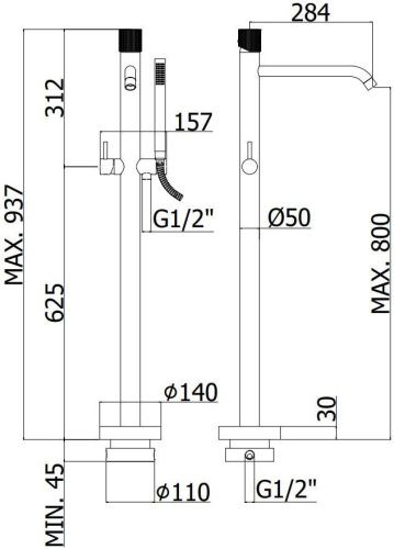 Смеситель для ванны и душа Paffoni Jo JO032CR напольный хром - фото 2