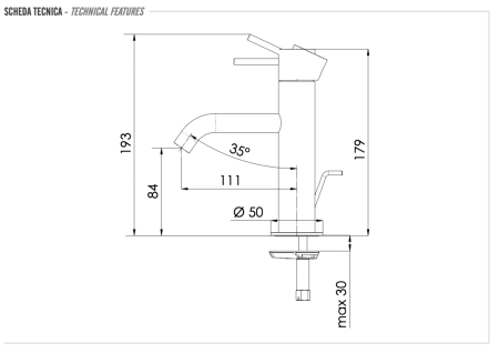 Смеситель Remer X Style Inox SSX10B на раковину нержавеющая сталь