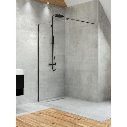 Душевая перегородка New Trendy VELIO D-0145B 120х200 стекло прозрачное профиль черный - фото 2