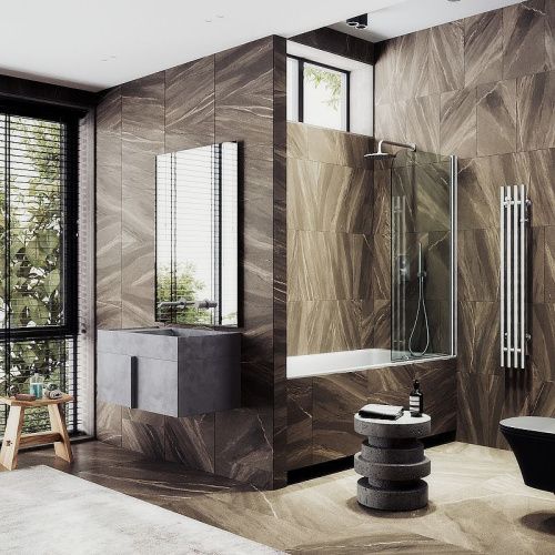 Душевая шторка на ванну Maybah Glass MGV-600-5 80х140 стекло прозрачное профиль хром ориентация универсальная - фото 2