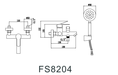 Смеситель для ванны и душа Fmark FS8203 настенный сатин - фото 2