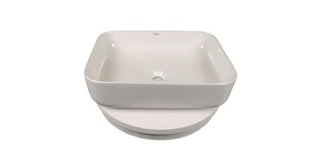 Раковина из сантехнического фарфора Sintesi SIN-LVB-APP-409 50х40 накладная цвет белый без отверстий под смеситель