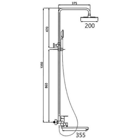 Душевая стойка D-Lin H10A23 настенная цвет серый