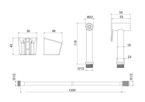 Гигиенический душ Aquatek AQ2054BGM вороненая сталь - фото 2