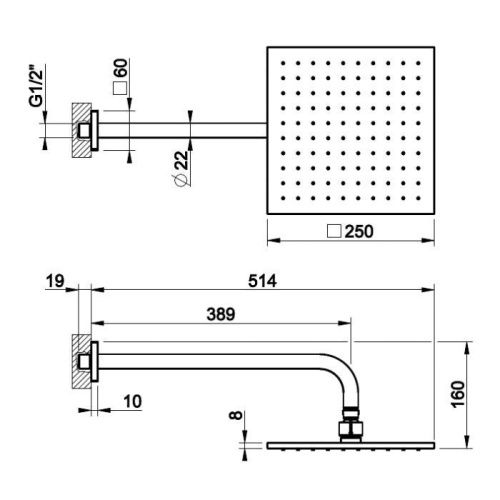 Верхний душ Gessi Rilievo 59158#726 бронза - фото 2