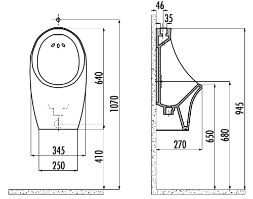Писсуар подвесной Creavit TP611.00000+1217 белый - фото 2