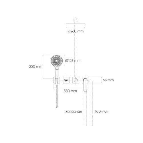 Душевая система Bronze de Luxe 3009CBG встраиваемая в стену цвет золото - фото 3