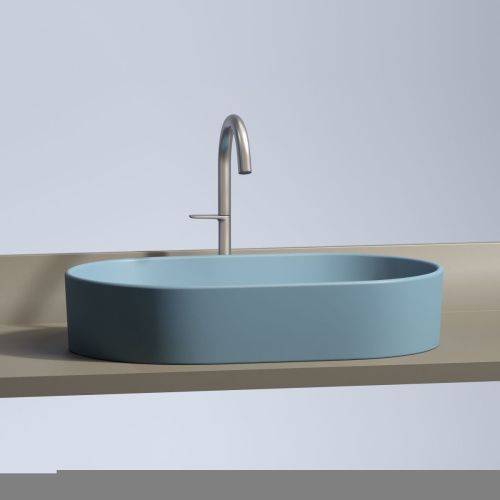 Раковина из сантехнического фарфора Ceramica Nova ELEMENT CN6048ML 60х40 накладная цвет синий без отверстий под смеситель - фото 4