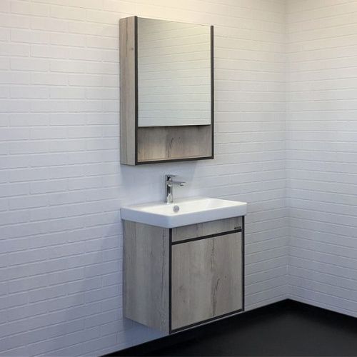 Тумба с раковиной Comforty Вена 00-00008928CF 60х50 подвесная цвет серый - фото 5