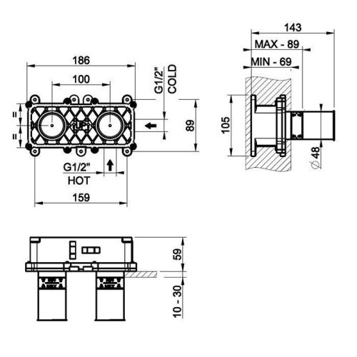 Встраиваемая часть для смесителя Gessi Emporio Via tortona 38498#031 - фото 2