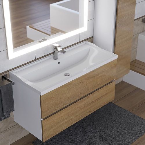 Раковина из искусственного камня Uperwood Family 293020631 100х50 полувстраиваемая цвет белый - фото 2