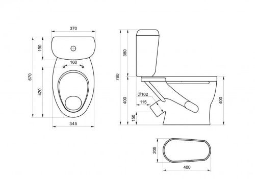 Унитаз-компакт напольный с бачком Santeri Воротынский 1P4035S0000BF белый с сиденьем каскадный смыв - фото 4