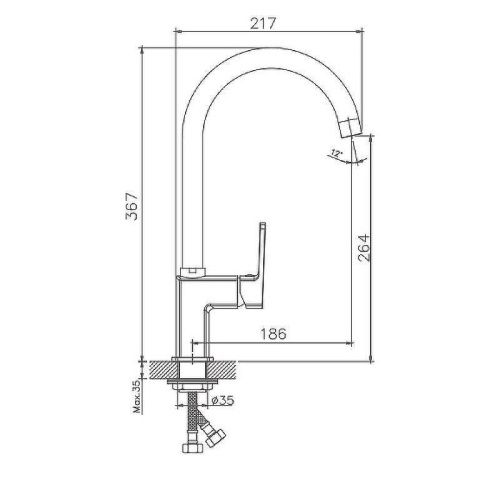 Смеситель для кухни Haiba HB176 HB70176 на мойку хром - фото 2