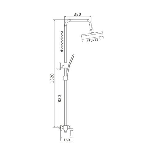 Душевая стойка Shevanik S8936T настенная цвет оружейная сталь - фото 3